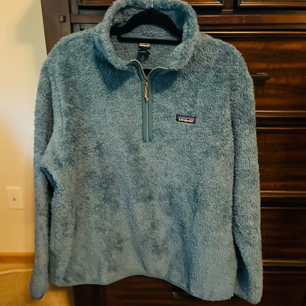 Patagonia Women’s 1/4 Zip Fuzzy Fleece Pullover XXL  Warm Slate Blue Like New!